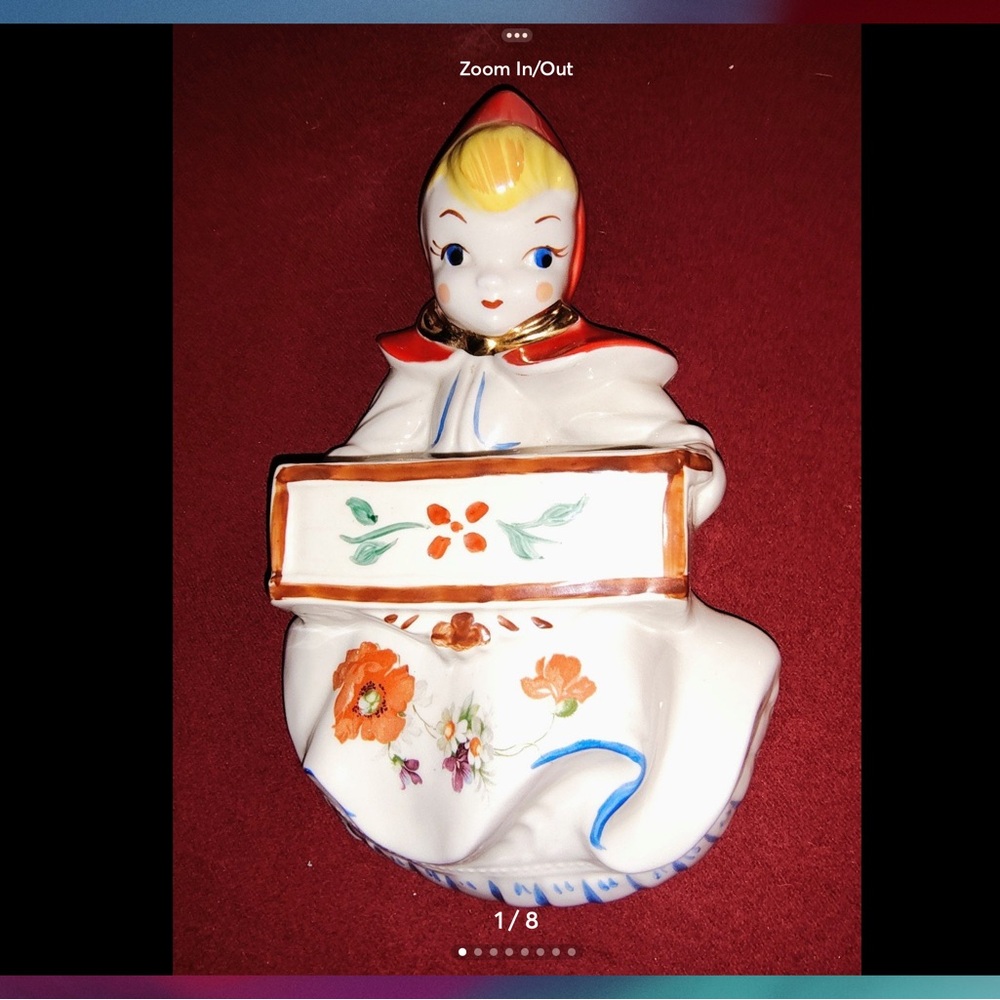 Red Riding Hood Hanging Planter by Hall. #135889 Discontinued Very Beautiful.